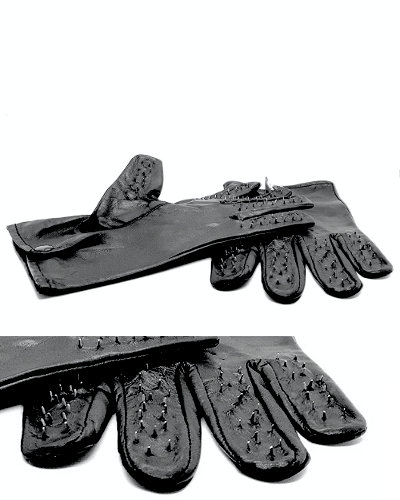 Lederhandschuhe mit kleinen spitzen Dornen - VAMPIRE GLOVES