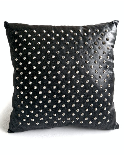 (Bild für) Lederkissen mit Edelstahl-Dornen - 40 x 40 cm