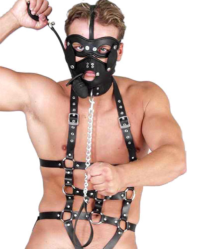 (Bild für) Gesichtsmaske aus festem Leder mit aufpumpbarem Knebel