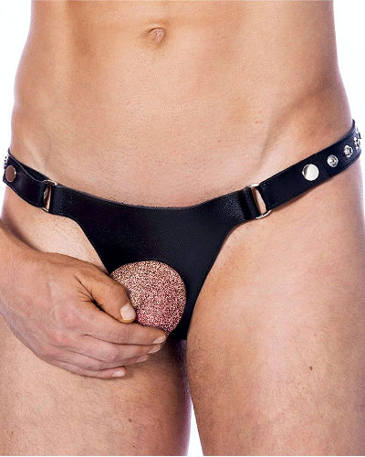 (Bild für) Herrenstring aus Leder mit Penis-Hodenöffnung