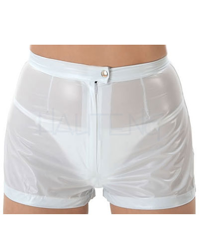 Shorts aus schwarzem PVC mit Reißverschluß