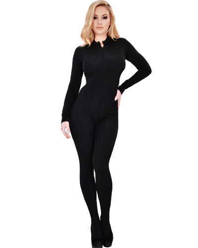 Catsuit mit angearbeiteten Füßen und 2-Wege-Reißverschluß