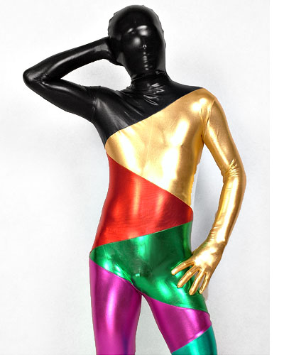 Metallic Look Zenshin Tights-Anzug Rainbow