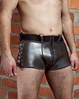 Side Laced Neoprene Shorts with Zipper